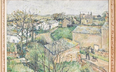 R Roberts (Contemporary) Village view, signed and dated 1970, oil...