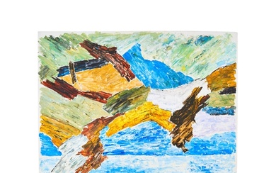 RAM KUMAR (1924-2018) "UNTILTED" Acrylic on paper, 22 x...