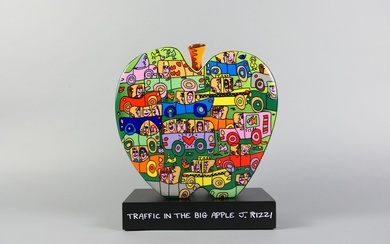 RIZZI James - XXème - Traffic in the big apple - Groupe en céramique sur...