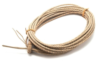 Rawhide braided Reata, 55 ft. long with unique rawhide