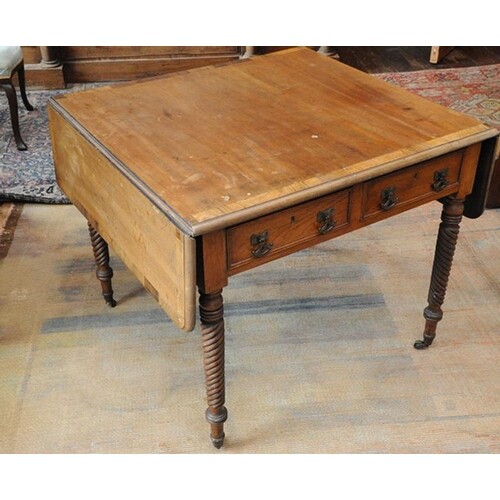 Regency crossbanded mahogany and rosewood sofa table with dr...
