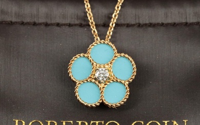 Roberto Coin 'Daisy' 18K Turquoise and Diamond Necklace