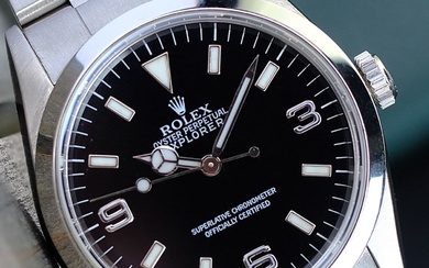 Rolex Mens Explorer I Watch 14270 Black 3-6-9 Dial Smooth...