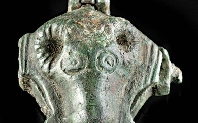 Roman Leaded Bronze Seal Box w/ Ram Head & Lion