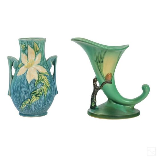 Roseville Art Pottery Clematis & Cornucopia Vases