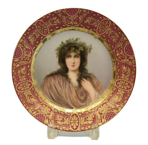 Royal Vienna Porcelain Cabinet Plate, Epheu, Signed