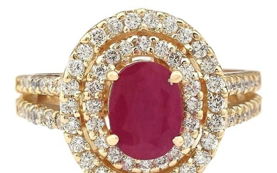 Ruby Diamond Ring 14K Yellow Gold