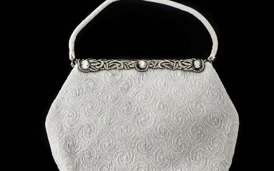 SAKS FIFTH AVENUE Micro Beaded Purse sterling silver Mother of Pearl Cameos