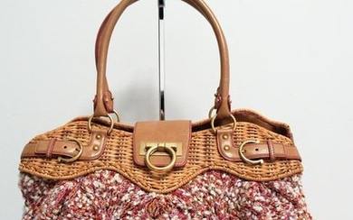 "SALVATORE FERRAGAMO" exclusive knitted and leather bag