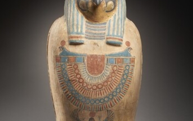SARCOPHAGE OSIRIEN EN BOIS PEINT Art égyptien, Basse Époque, 664 - 332 av. J.-C.Sarcophage momiforme...
