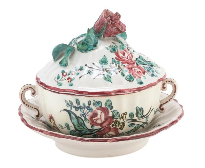 SMALL TUREEN WITH DISH IN CERMAICA - CANTAGALLI EARLY 20TH CENTURY