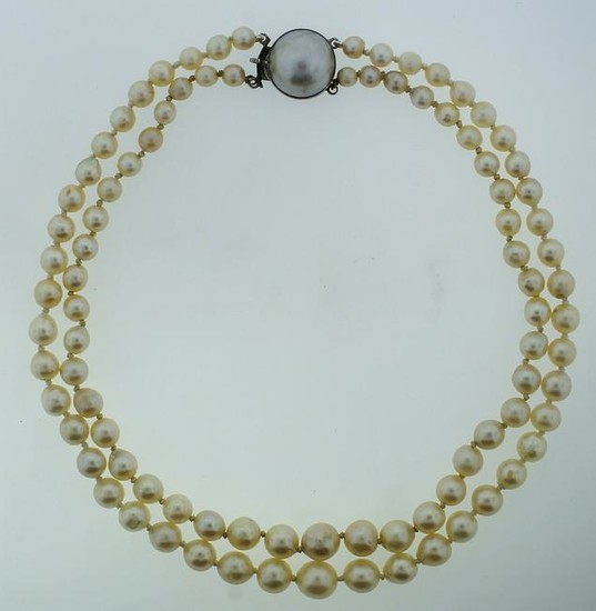 SOUTH SEA PEARL DOUBLE STRAND NECKLACE SILVER MOBE