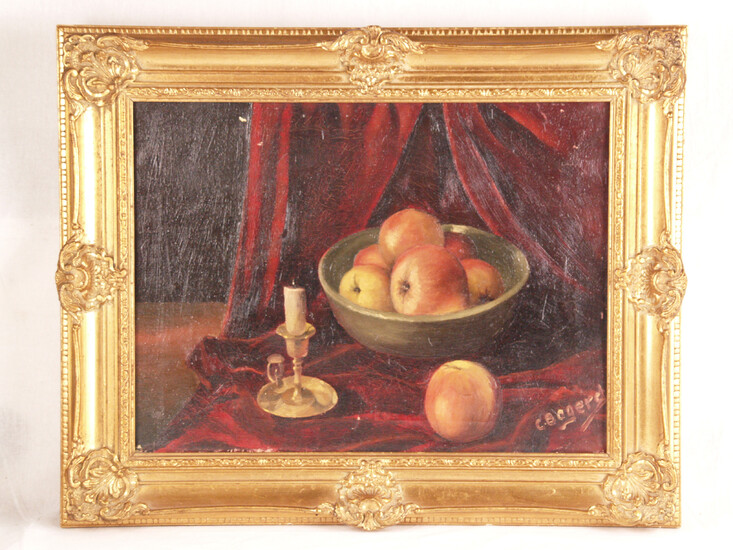 STILL LIFE WITH APPLES, oil on canvas.