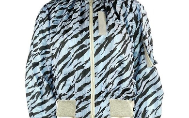 Sacai Luck Light Blue Zebra Striped Bomber Jacket Size