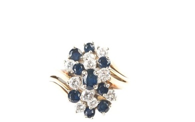 Sapphire, Diamond, 18k Yellow Gold Ring.