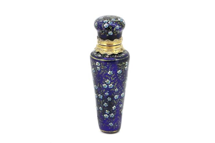 Scent/perfume bottle - .750 (18 kt) gold, Glass - U.K. - Mid 19th century
