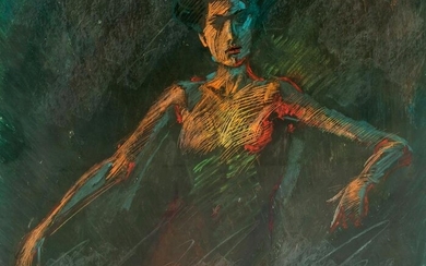 Scott Hartley (20C.) Abstract Nude Pastel Portrait