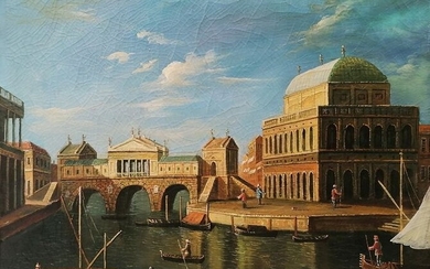 Scuola Italiana (da Canaletto) - Capriccio con edifici palladiani