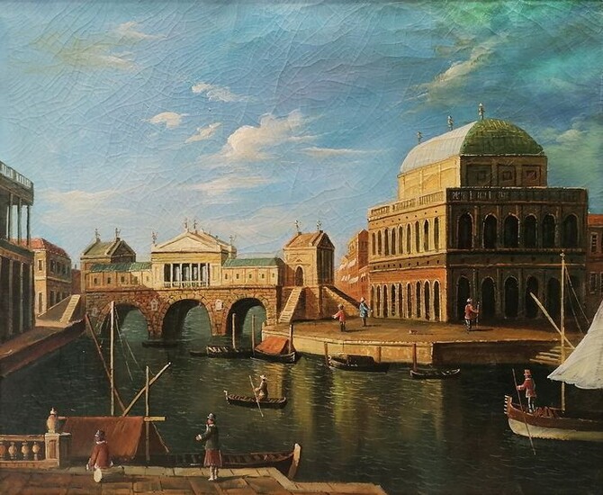 Scuola Italiana (da Canaletto) - Capriccio con edifici palladiani