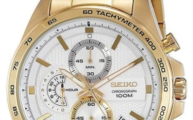 Seiko - 18 Gold Plated Chronograph Date White Dial - Men - 2011-present