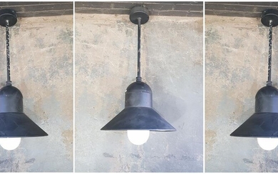 Set of 3 Metal Hanging Light Fittings (h:94 x d:50cm)