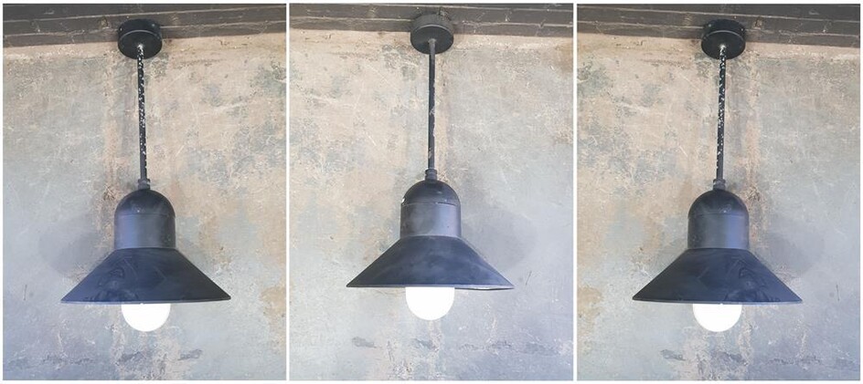 Set of 3 Metal Hanging Light Fittings (h:94 x d:50cm)