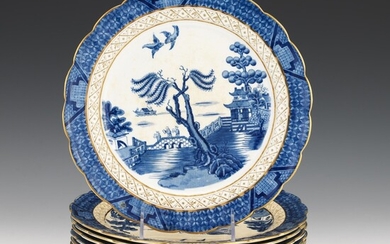 Set of Twelve Booths "Real Old Willow Blue" Dinner Plates