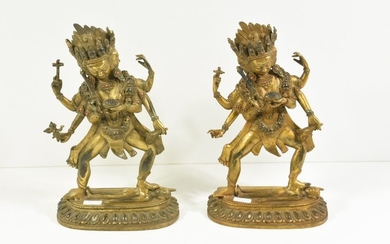 Set of two Asian bronze deities (Ht 28cm)...