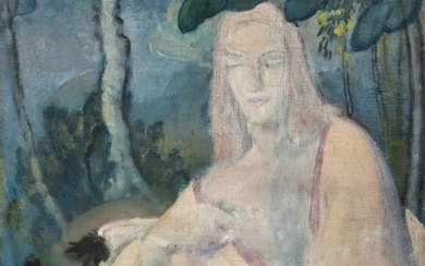 Signed John Palmer Wicker, 'Unfinished #10', Portrait of a Woman in a Landscape. Oil on Canvas