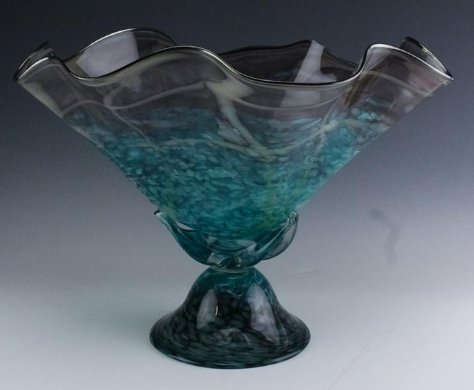 Signed Studio Art Glass Floraform Centerpiece Bowl
