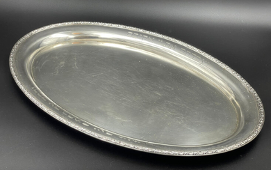 Silver oval Challah tray, German, late 19th early 20th...