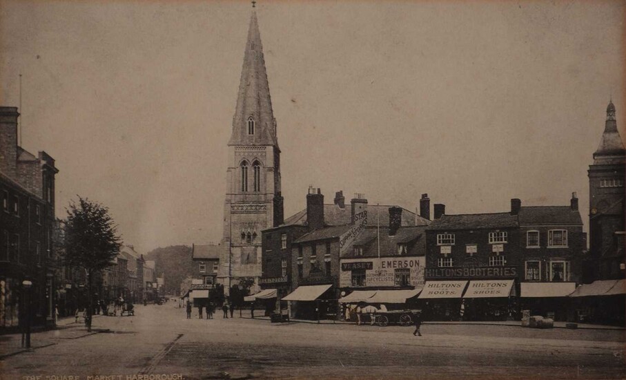 Six framed photographs of old Market Harborough.