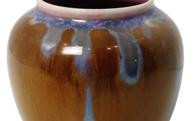 Small Signed Rookwood Pottery Blue Brown Glossy Ceramic 3 Inch Vintage Vase