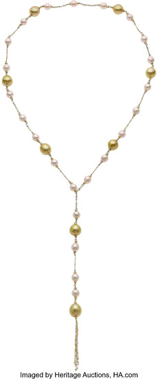 South Sea Cultured Pearl, Cultured Pearl, Gold Necklace Pearls:...
