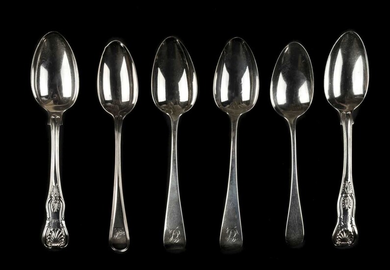 Spoons. A collection of silver dessert spoons