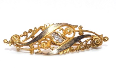 Superb Victorian scroll brooch with 15 ct gold and diamonds...