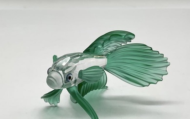 Swarovski Crystal Figurine, Siamese Fighting Fish Green