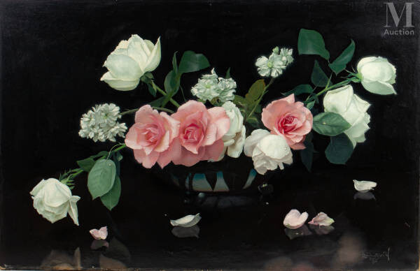 TCHISTOVSKY Lev (Pskov 1902 - Cenevières 1969). Roses dans un...
