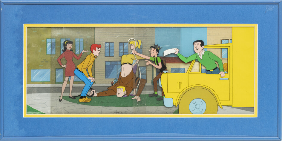 "THE ARCHIES" T.V. SERIES ORIGINAL ANIMATION PRODUCTION CELS, H 6 1/2", W 16" (IMAGE)
