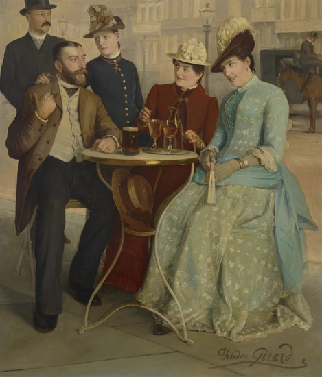 THÉODORE GÉRARD (BELGIAN, 1829-1895) Cafe Conversation