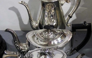 THREE ENGLISH SILVER PLATED TEAPOTS