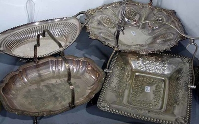 THREE SILVER PLATED BASKETS