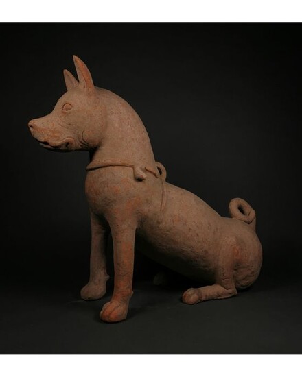 TL Tested Guardian Dog - Terracotta - Oxford Test - China - Han Dynasty (206 B.C.- 220 A.D.)