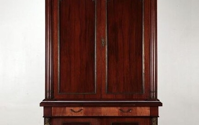 TWO PART FRENCH EMPIRE STYLE BAR CABINET C.1950