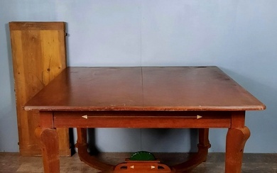 Table A Allonges époque Art Nouveau En Acajou Et Céramique / 236cm