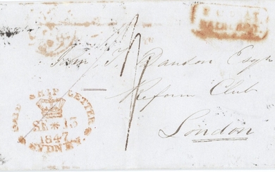 The Toulmin Packet Service Australia to U.K. Voyage 22 1847 (23 Sept.) entire letter from Sydne...