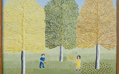 Theora Hamblett (American/Mississippi, 1895-1977) , "Boy and Girl", 1974, oil on canvas, signed and