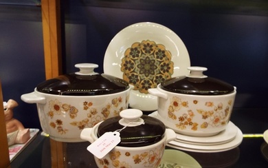 Three Royal Doulton 'Sundance' casserole dishes together wit...