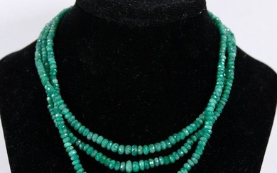 Three Strand Emerald Necklace, 315 CTTW