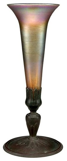 Tiffany Studios Favrile Glass & Patinated Bronze Vase